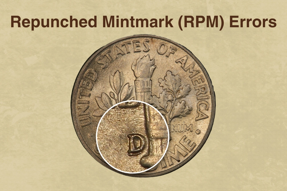1983-D RPM FS-501 mint mark area showing secondary D shifted north above primary D mint mark